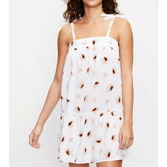 LOFT Dresses & Skirts - LOFT Beach Papaya Tie Strap Swing Dress Swim Bathing Suit Cover White Size S